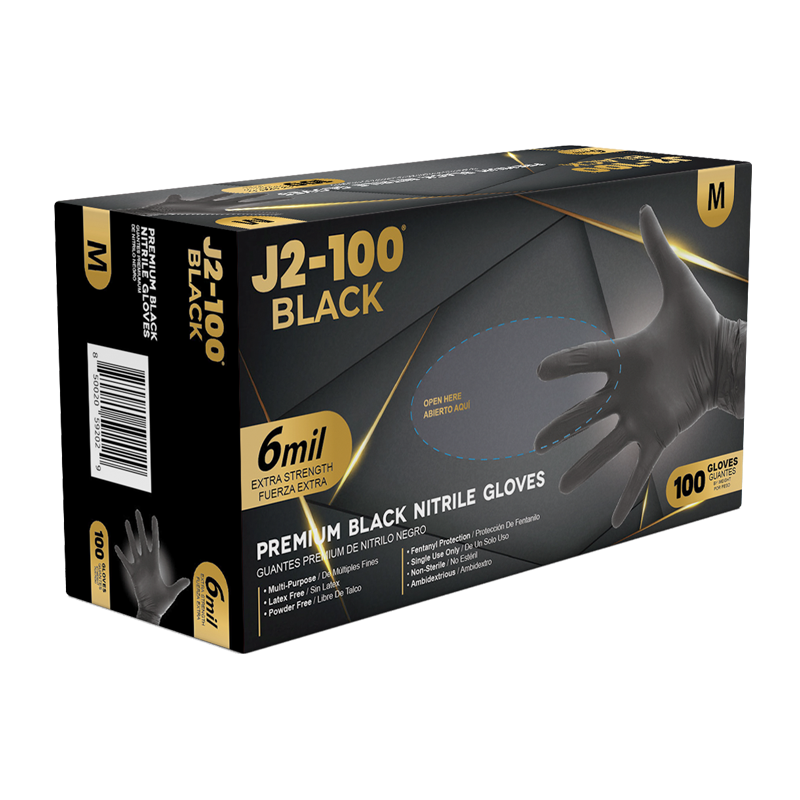 J2 100 Black Nitrile Examination Gloves 6 Mil Case Of 1000 J2 Medical Supply B2b