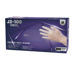 J2-100 Premium Vinyl Gloves - Case of 2000