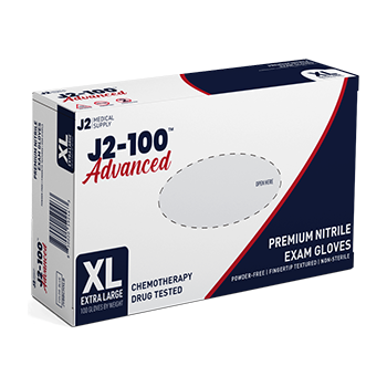 J2-100 Advanced Nitrile Examination Gloves (Chemo Rated) - Case of 1000
